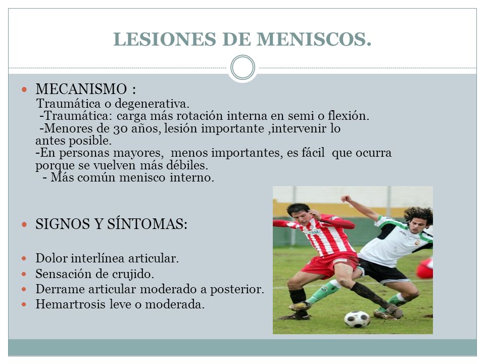 Menisco sintomas lesion